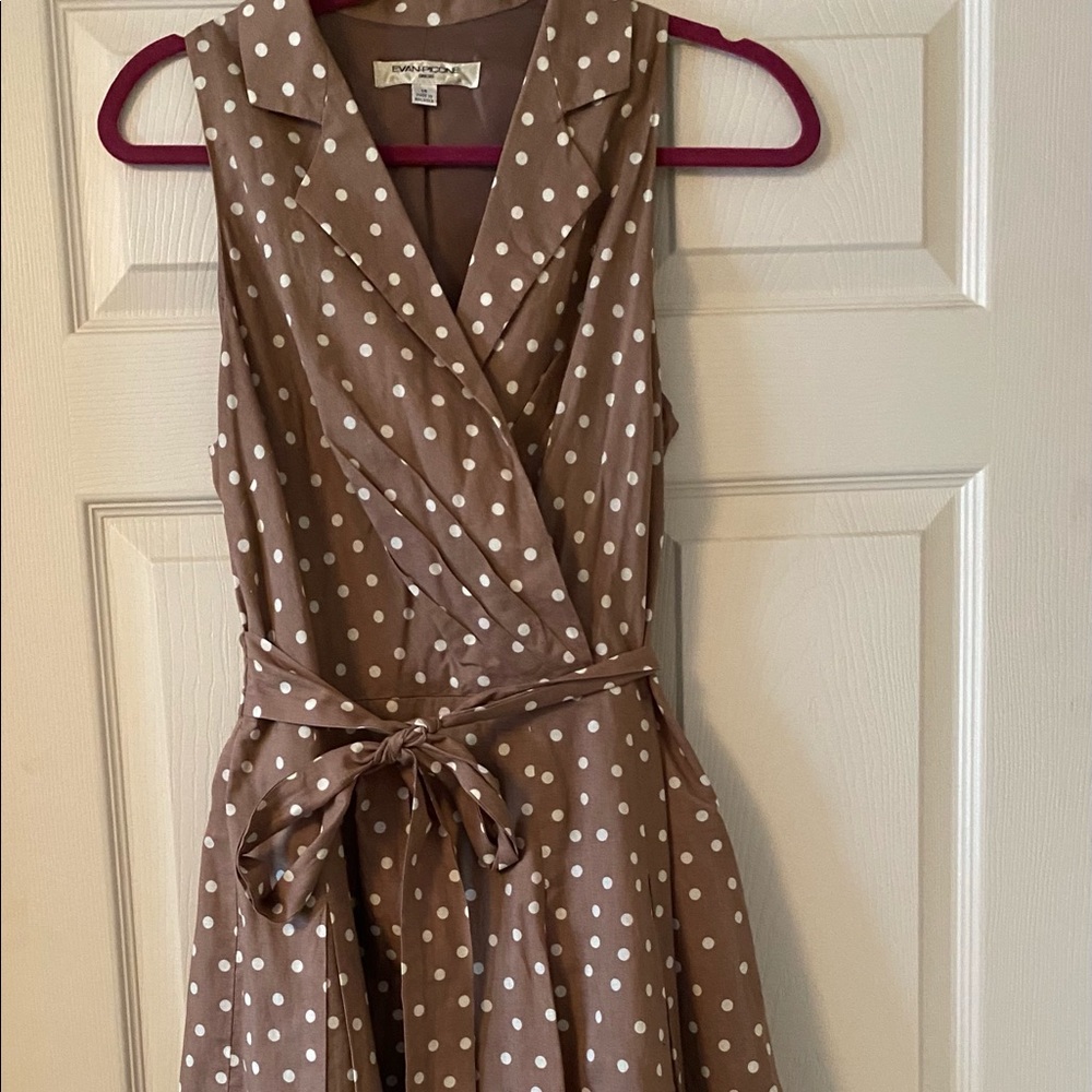 Tan Polka Dot A line Dress